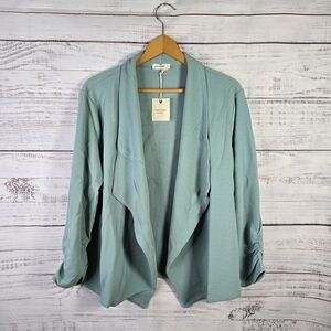 AndTheWhy NWT Plus Size Sage Green Draped Open Front Blazer Jacket 1x,2x,3x